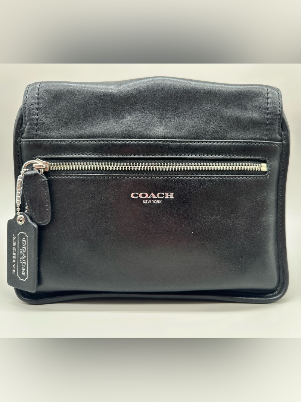 Coach Legacy Archive Rambler Black Leather Crossbody Bag with Silver Turnlock - Picture 2 of 11
